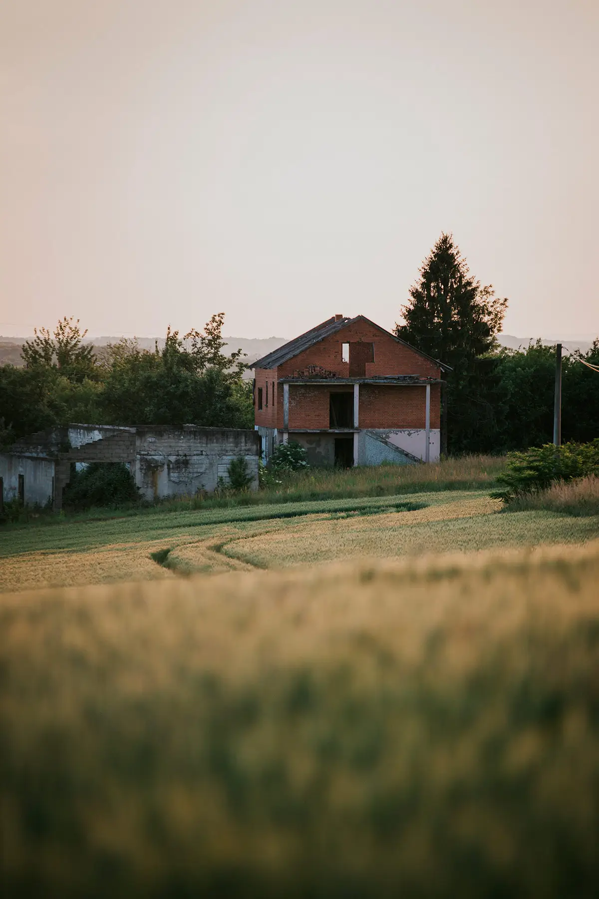 The farm Dr. Egan is restoring, at dusk